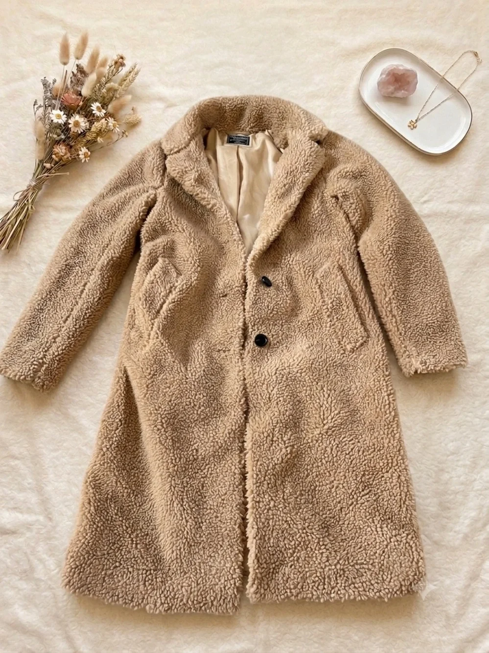 Abercrombie & Fitch Camel Teddy Long Coat